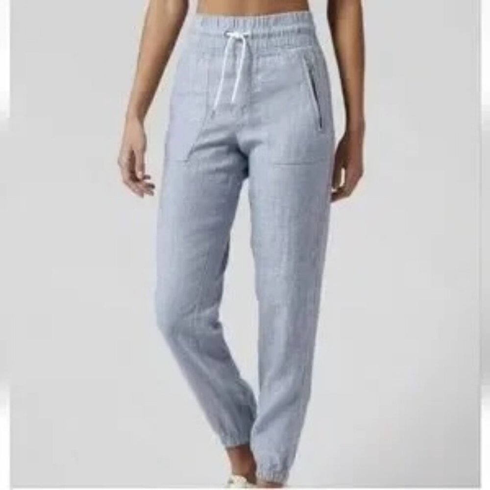 ATHLETA- WOMEN'S 8 Tall-BLUE CABO LINEN JOGGER PANT